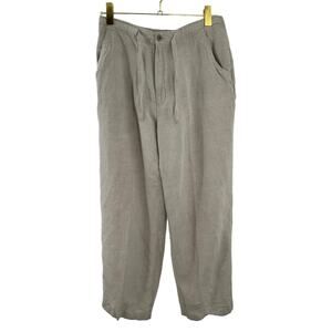 Cubavera Large Medium Linen Blend Pants Beige Drawstring Pull On Beach Summer